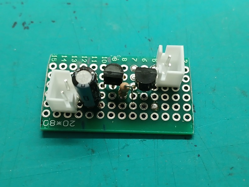 完成した電子オルゴールの回路基板