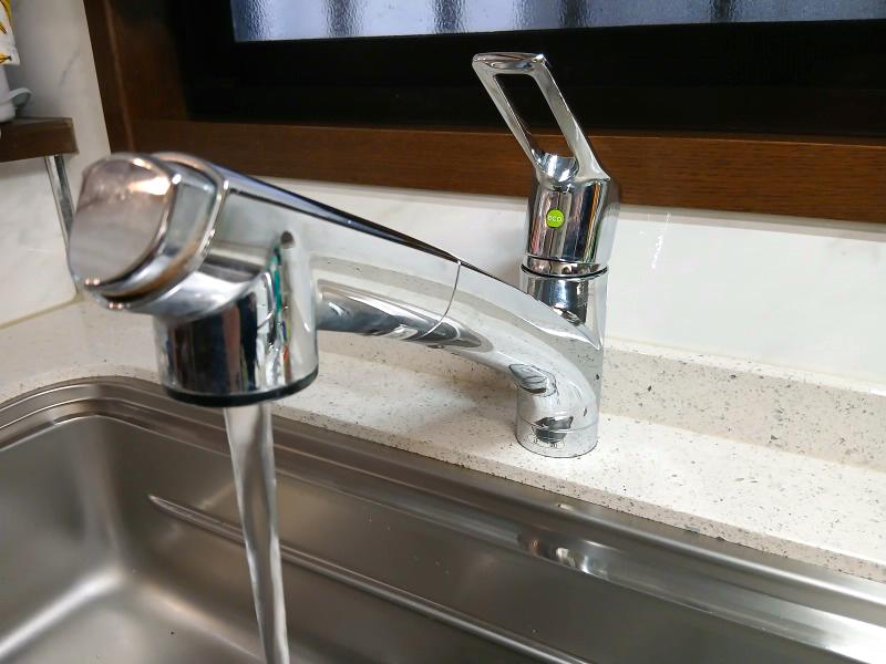 作業が完了し、水を流してレバーの動作を確認