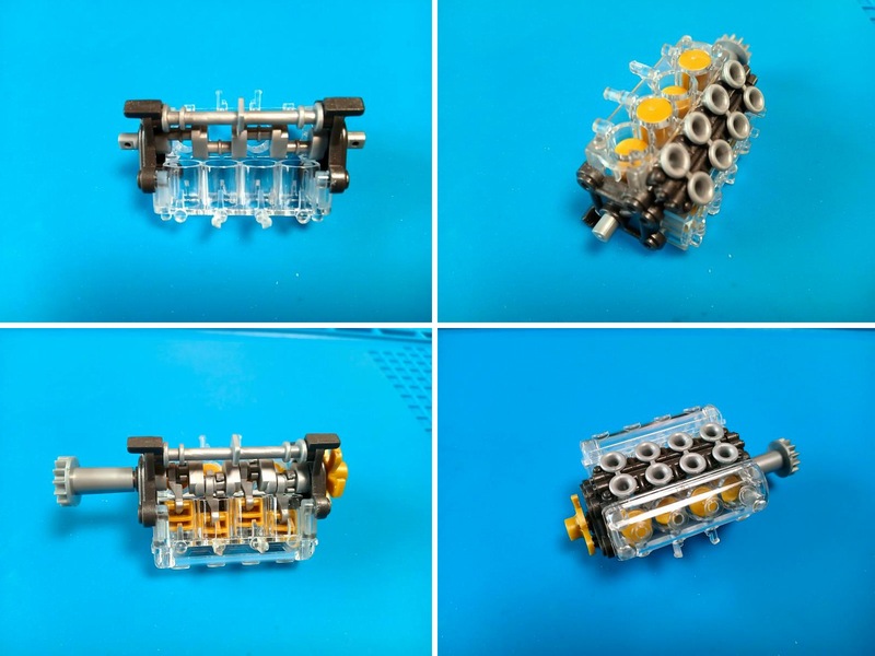 エンジンモジュールの組み立て過程の画像（４段階）